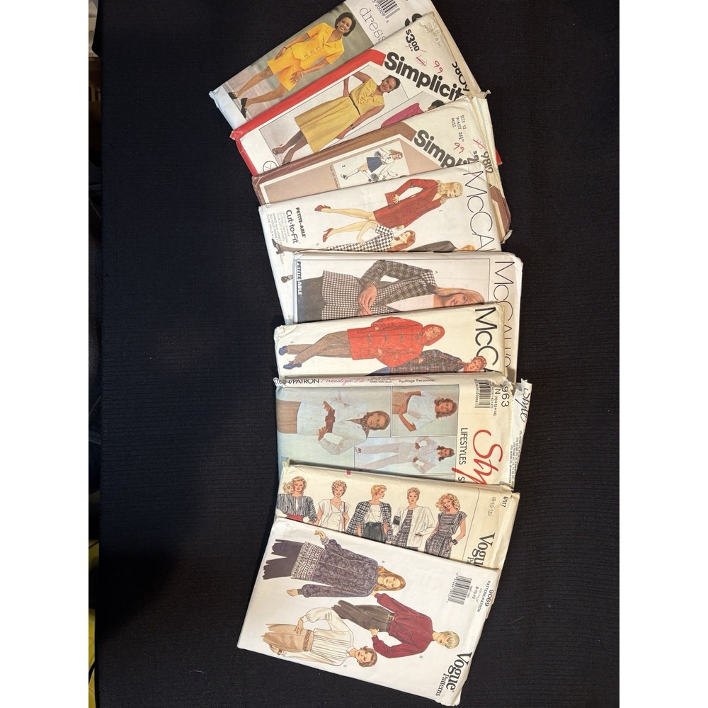 Lot of 9 Vintage Sewing Patterns Vogue McCalls Simplicity Style Women Retro